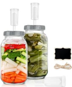 2er Set Fermentierglas 2L mit Luftschleuse & Gewicht für Sauerkraut, Kimchi, Sauerteigstarter