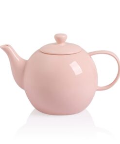 Sweejar Porzellan-Teekanne Rosa, 1,2 l, mikrowellen- und spülmaschinenfest, für losen Tee und Geschenke