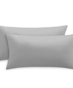 RUIKASI Oeko Tex Kopfkissenbezug 40x80cm - Hellgrau 2er Set | Mikrofaser, Reißverschluss, OEKO-TEX STANDARD 100