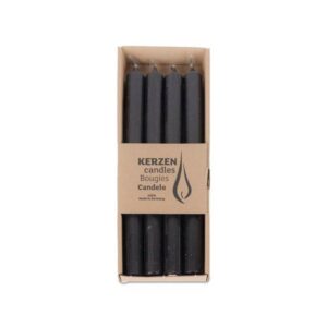 WENZEL Stabkerzen aus Paraffin, Schwarz, Rustic, 250/22 mm, 10h Brenndauer, plastikfrei, 4 Stück