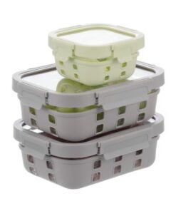 QuaLife 3-Teiliges Glas-Lunchbox Set - Auslaufsicher & Stapelbar - Ideal für Meal Prep - Mikrowellen- & Spülmaschinenfes