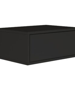 Selsey Schwebender Nachttisch Schwarz – Platzsparend Skandinavisch – Push-to-Open – Minimalistisch – mit Schublade