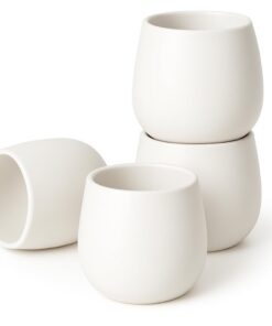 Goodwei Keramik Teebecher Set (4 Stück) – Japanisches Teetassen-Set Camellia White 200 ml
