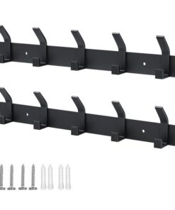 Galerie SV Kleiderhaken Wand Metall, 2 Stück mit 5 Haken, für Schlafzimmer Bad Küche (Schwarz)