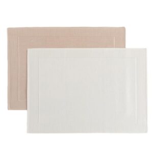 Chakra 2er Pack Badematte, 100% Baumwolle, Ultra Saugfähig, Weich & Langlebig, Maschinenwaschbar, Badvorleger Set Ecru/B