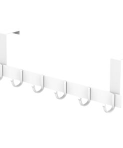 Türgarderobe Nutabevr Türhaken mit 6 Haken für Türen (4-|5cm) - Ohne Bohren, Anti-Rutsch Pad, Weiss-Aluminium Leiste, Ba