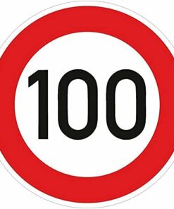 Autobahn-Verkehrszeichen Aufkleber "VZ 274-100 Zulässige Höchstgeschwindigkeit 100km/h" | Ø5 cm | Made in Germany | Auto