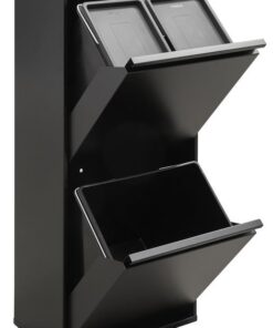ARREGUI CR406-B 3-Fach Stahlmülleimer für die Küche | Herausnehmbare Inneneimer | Recycling Schrank in Schwarz (11+11+23