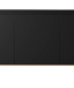 Selsey Bemmi Schwarz Gerahmtes Kleiderschrank-Set mit 3 Türen 77 x 150 cm auf Goldfüßen für das Schlafzimmer Trendige De