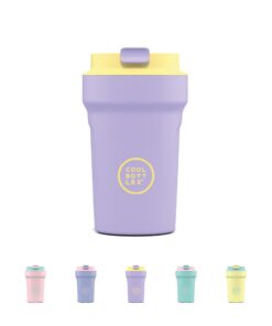 Cool Bottles - Paradise Tumbler - Edelstahl-Thermobecher - 350 ml - Magenta und Gelb - Luftdichter Deckel - 10 Std. Kühl