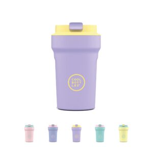 Cool Bottles - Paradise Tumbler - Edelstahl-Thermobecher - 350 ml - Magenta und Gelb - Luftdichter Deckel - 10 Std. Kühl