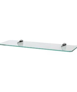 Harbour Housewares Schwebendes Glas Badezimmerregal 50cm Klar/Chrom - Handtuch Lagerung mit Klammern für Bad Küche Schla