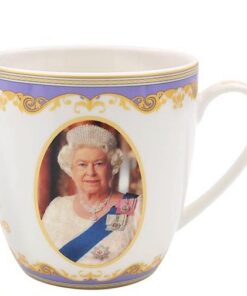 The Leonardo Collection Tassen- und Untersetzer-Set Her Majesty Queen Elizabeth II Weiß 8 cm