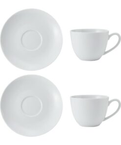 MIKASA Chalk Porzellan Cappuccino Tasse und Untertasse Set für jeden Tag, 310ml