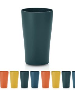 Kyraton Dunkelgruner Kunststoffbecher, wiedervernutzbar, 8 Stück, BPA-frei, praktisch zum Tragen, für drinnen und drauße