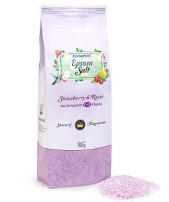 Nortembio Epsom Salz Erdbeere & Rosen 700 g - Natürliche Magnesiumquelle & Feuchtigkeitsspendend für Entspannungsbäder &