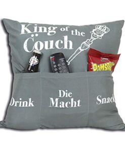 KAMACA Originelles Dekokissen mit 3 Taschen zum selber Befüllen - perfektes Geburtstagsgeschenk King of The Couch