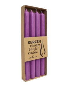 Luterna Rustic Stabkerzen aus Paraffin, Erika, 250/22 mm, 10h Brenndauer, plastikfrei, 4 Stück Luterna Stabkerzen aus Pa