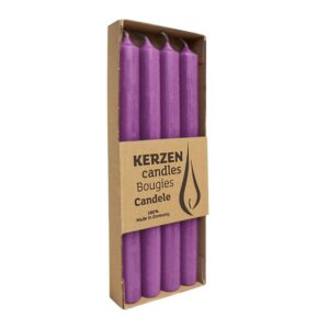Luterna Rustic Stabkerzen aus Paraffin, Erika, 250/22 mm, 10h Brenndauer, plastikfrei, 4 Stück Luterna Stabkerzen aus Pa
