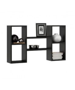 MATKAM Wandregal Hängend Schwarz - B:92 H:65 T:21cm - Modernes Design für Wohnzimmer & Schlafzimmer