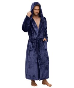 U2SKIIN Herren Fleece Bademantel - Warm, dicker Plüsch mit Kapuze für Männer