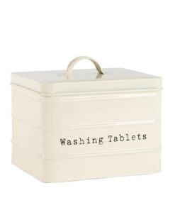 Harbour Housewares Vintage Waschtabletten Kanister - Metall Creme - Praktisch für Haushalt