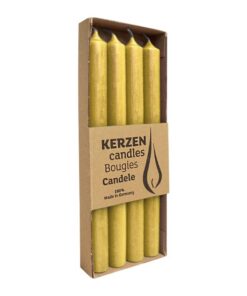 Luterna Senf Stabkerzen aus Paraffin, rustic Style, 250/22 mm, ca. 10h Brenndauer, plastikfrei, 4 Stück Luterna Rustic