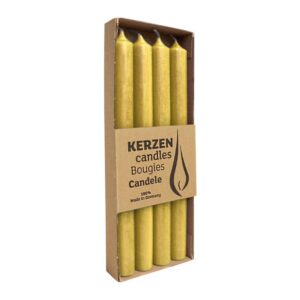 Luterna Senf Stabkerzen aus Paraffin, rustic Style, 250/22 mm, ca. 10h Brenndauer, plastikfrei, 4 Stück Luterna Rustic