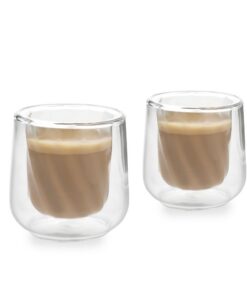 Siena Doppelwandige Cortado Gläser Set 135ml, isolierte Kaffeetassen für Barista, stapelbar und leicht, transparent