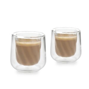 Siena Doppelwandige Cortado Gläser Set 135ml, isolierte Kaffeetassen für Barista, stapelbar und leicht, transparent
