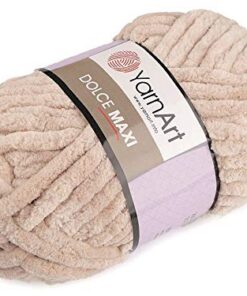Dolce Hellbeige Chenille Strickgarn - Ideal für Stricken und Häkeln - 200g