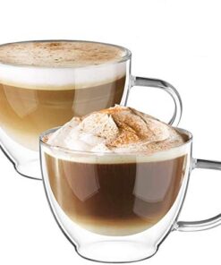 Eeco Doppelwandige Cappuccino Tassen Glaser Latte Macchiato Glaser Borosilikatglas Kaffeetassen Glas 2er Set 350ml Kaffe