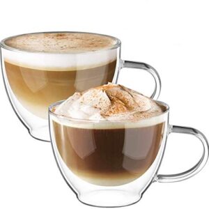 Eeco Doppelwandige Cappuccino Tassen Glaser Latte Macchiato Glaser Borosilikatglas Kaffeetassen Glas 2er Set 350ml Kaffe