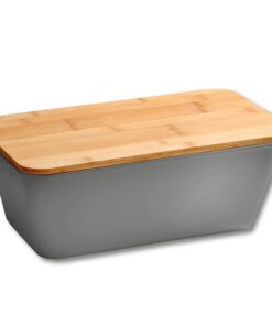 Kesper Brotbox - Ausführung: Kunststoff und Bambus - Nutzung für Familie - Größe: 35 x 14 x 20 cm - Trendige Graubraune