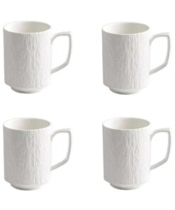 Saumo Kaffeetassen 4er Set 350 ml Keramik – modernes weißes Design für Zuhause & Büro