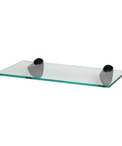 Harbour Housewares Schwebendes Glas Badezimmerregal 40cm Klar/Schwarz mit Klammern Handtuch Lagerung