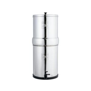 British Berkefeld Schwerkraft-Wasserfiltersystem – Edelstahl-Filtersystem mit 2 Doulton NSF-zertifizierten Keramik-Ultra