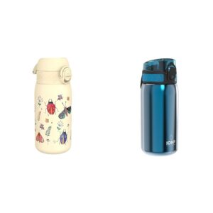 ion8 Kinder Trinkflasche, Edelstahl 400ml, Auslaufsicher & Einhandöffnung