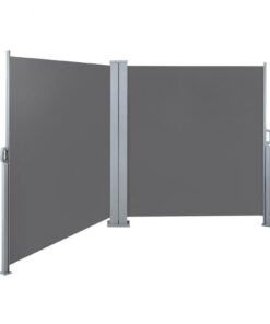 SVITA Doppelseitenmarkise ausziehbar freistehend Hellgrau 600x180 cm - Sichtschutz für Büro und Zuhause