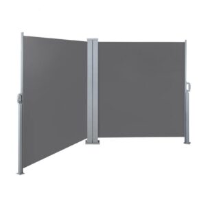SVITA Doppelseitenmarkise ausziehbar freistehend Hellgrau 600x180 cm - Sichtschutz für Büro und Zuhause