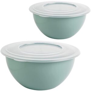 SUSTANIA BPA-freie PP Schüssel mit Deckel 5l 2er Set - Vielseitig für Salate und Rühren, Trendfarbe Grün, Ø 28 cm, EU-Fe