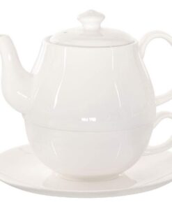 [Daisy Tea for One Crystal Bone China Teapot & Cup Set 600ml fein-cremiges Weiß] [Daisy 600ml fein-cremige Weiße Krist