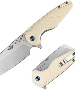 OKNIFE Gaur D2 Sheepfoot Taschenmesser mit G10 Griff und Flipper für Outdoor Camping Survival