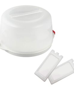 Dr. Oetker Kuchentransportbox Bake & GO - Ø 38 x 19 cm, für alle Kuchengrößen, Tortenbutler mit Tragehenkel und Kühlakku