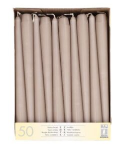 Papstar Greige Spitzkerzen Halterkerze Ø 2,2 cm 25 cm grau beige, 50 Stück