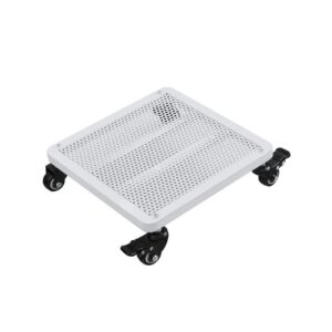 Quadrat Metall Pflanzenroller Outdoor Weiß 40x40cm mit Bremse und Softrollen für Schwerlast und Parkett
