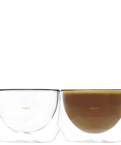 KRUVE IMAGINE Kaffeetassen - Handgefertigte Doppelwandige Glastassen (Set aus 2 x 10oz/300ml) - Perfekt für Latte Art &