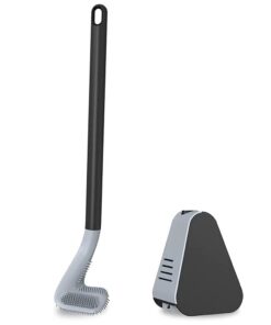 Golf Silikon Toilettenbürste 360° Keine Totenwinkel Langstiel mit Halter Wandmontage Schwarz