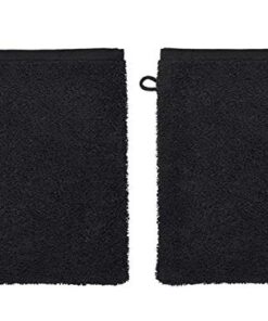 2er-Pack Frottier-Waschhandschuhe – 100% Baumwolle, Schwarz, weich & besonders saugfähig Waschlappen 100% Baumwolle (2