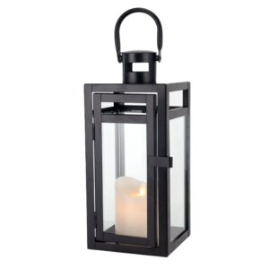 TRIROCKS Dekorative Edelstahl Laterne Für Heimdekoration (Schwarz) TRIROCKS Edelstahl Laterne Mit Klaren Glasscheiben